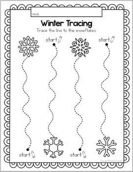 Winter Tracing Fine Motor Skill Activities Preschool Tracing Activity Snow