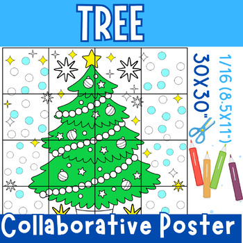 Preview of Winter Tree Collaborative Coloring poster Bulletin Board or Door Decoration