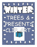 Winter Trees & Presents Clip Art