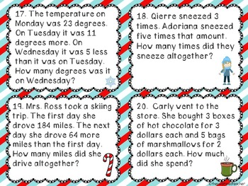 Winter Two Step Math Word Problem Task Cards by The Swamped Teacher