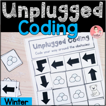 Preview of Winter Unplugged Coding Activity for Beginners (English and French)
