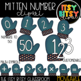 Winter Valentine Mitten Number Clipart & Math Symbols - Nu