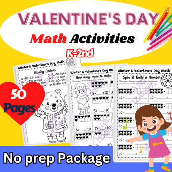 Preview of Winter & Valentine’s Day Math Activities, February Math Center for 1st Grade