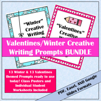 Preview of Winter & Valentines Fun & Silly Creative Writing Prompts BUNDLE