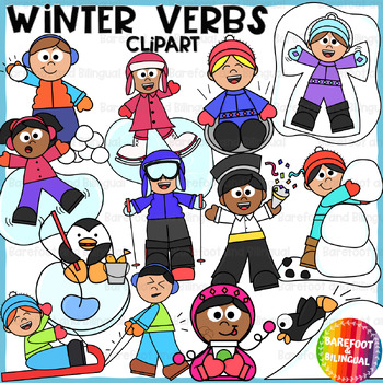 Winter Verbs Clipart | Grammar Winter Clipart | Winter Vocabulary ...