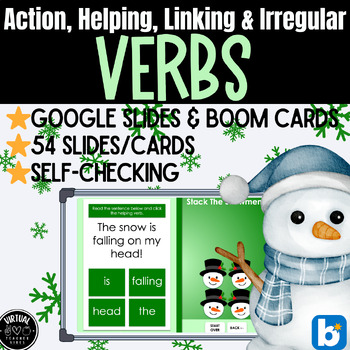 Preview of Winter Verbs Game ( Action, Linking, Helping & Irregular Verbs) Google & Boom