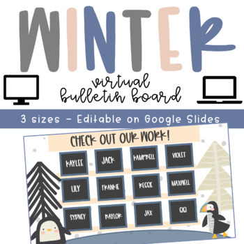 Preview of Winter Virtual Bulletin Board Template - GOOGLE Slides