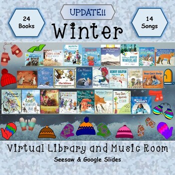 Preview of Winter Virtual Library & Music Room - SEESAW & Google Slides