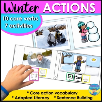 Preview of Winter Vocabulary Activities Action Words for Speech Therapy  AAC and Autism