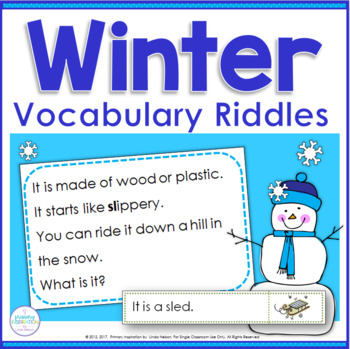 Preview of Winter Vocabulary Activities - Riddles for Inference and Drawing Conclusions