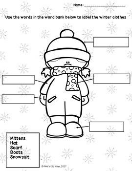 ell esl winter vocabulary flashcards worksheets activities tpt