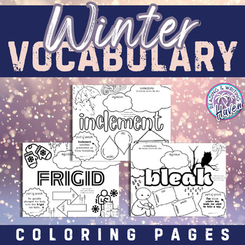 Preview of Winter Vocabulary Coloring Pages: Seasonal Language Activity