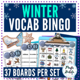 Winter Vocabulary Game BINGO Activity - 37 Boards Elementa