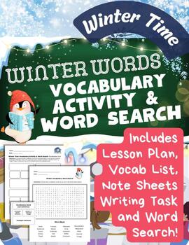 Preview of Winter Vocabulary Holiday Word Search Middle School ELA Lesson Plan Worksheet