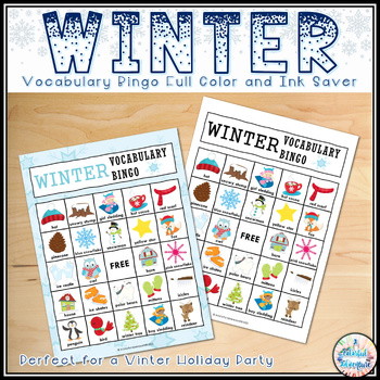 Preview of Winter Vocabulary Bingo Game - Winter Party Game {Printable & Digital Resource}