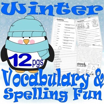 Preview of Winter Literacy Worksheets NO PREP Vocabulary Word Search English Language Arts