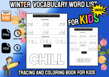 Preview of Winter Vocabulary Word List Tracing Book