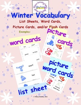 Preview of Winter Vocabulary is great for Primary, ESOL, and others!