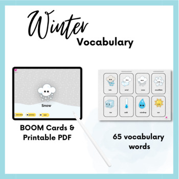 Preview of Winter Vocabulary printable & digital flashcards for speech therapy