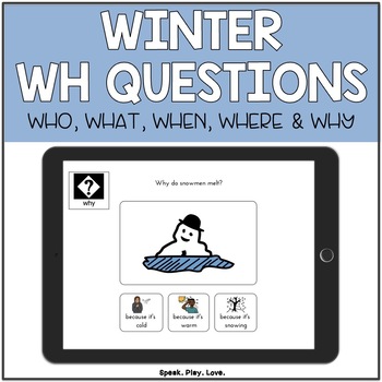 Preview of BOOM Cards Winter WH Questions with Visuals - January Speech Therapy - Autism