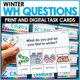 Winter WH Questions Speech Therapy Task Cards - Who, What,