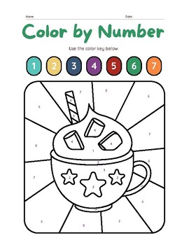 Winter Warmth: Hot Cocoa Color by Number Worksheet! FREE! | TPT