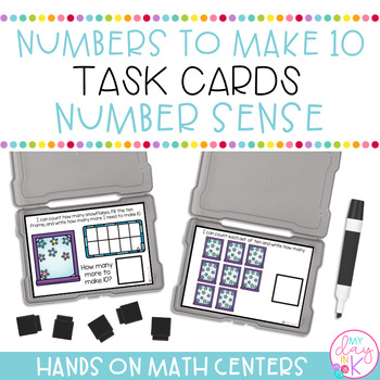 Preview of Ways to Make Ten Task Cards | Numbers | Kindergarten Math Centers | Winter