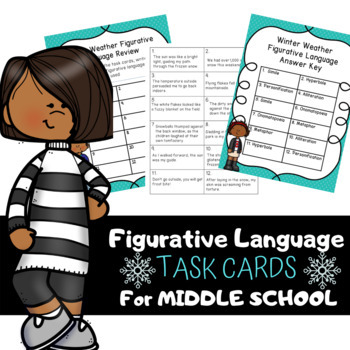 Preview of **Winter Weather** Figurative Language Task Cards for Middle School