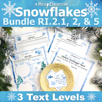 Preview of Winter Weather Snowflake Nonfiction 2nd Grade Reading Bundle RI2.1 RI.2.2 RI.2.5