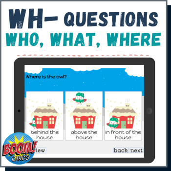 Preview of Winter Activities Wh Questions Boom Cards Distance Learning