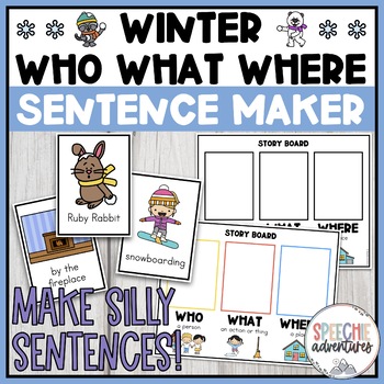 Preview of Winter Who What Where Sentence Builder