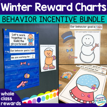 Preview of Winter Whole Class Reward System Behavior Incentive Chart Bundle