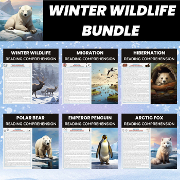 Preview of Winter Wildlife Reading Comprehension Bundle | Arctic Animals