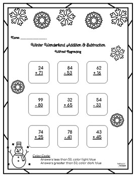 Winter Wonderland Addition & Subtraction | Math Worksheets | TPT