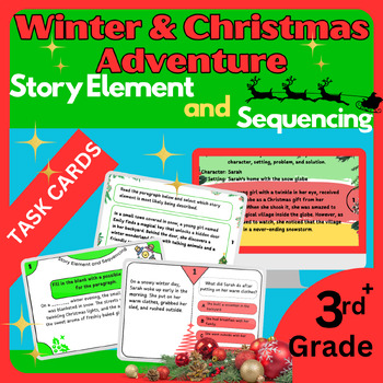 Preview of Winter Wonderland Adventure: 64 Christmas Story Element & Sequencing Task Cards