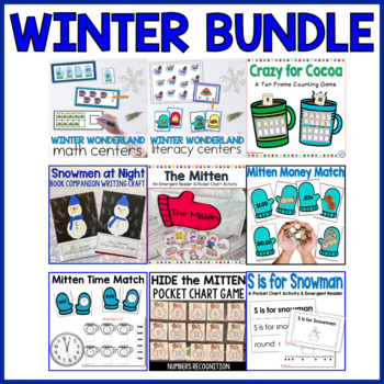 Preview of Winter Math and Literacy Kindergarten Resources and Centers MEGA BUNDLE
