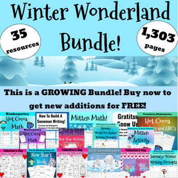 Preview of Winter Wonderland Bundle-Activities craft literacy writing math kindergarten 1st