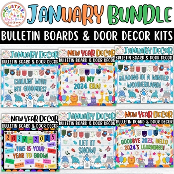 Preview of Winter Wonderland Bundle: January & New Years Bulletin Boards & Door Decor Kits