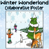 Winter Collaborative Poster Coloring Pages :Reindeer,Tree,