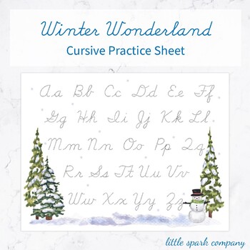 Preview of Winter Wonderland Cursive Writing Practice Sheet