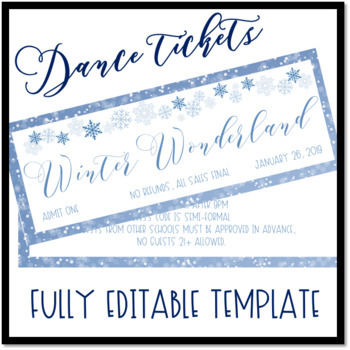 Preview of Winter Wonderland Dance Ticket Template