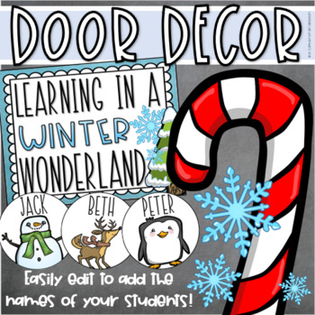 Preview of Winter Wonderland Door Decorations Bulletin Board Display EDITABLE