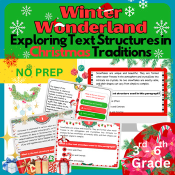 Preview of 40 Winter & Christmas Wonderland: Exploring Text Structures Task Cards