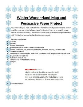 Preview of Winter Wonderland Map and Persuasive Essay