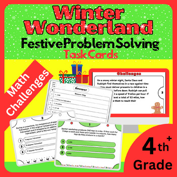 Preview of 50 Winter Wonderland Math Challenges: Festive Problem Solving Task Cards