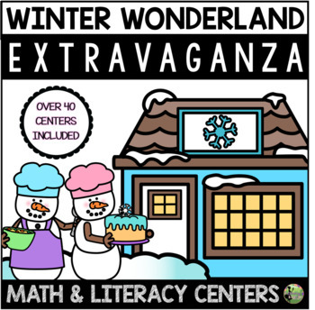 Preview of Winter Wonderland Math & Literacy Centers for Kindergarten & First Grade BUNDLE