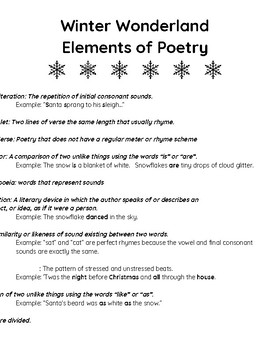 Winter Wonderland - Poetry Analysis Activities and Assessment | TpT