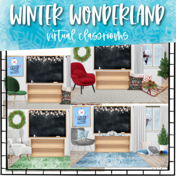 Preview of Winter Wonderland Virtual Classroom Templates | Bitmoji Winter Classrooms