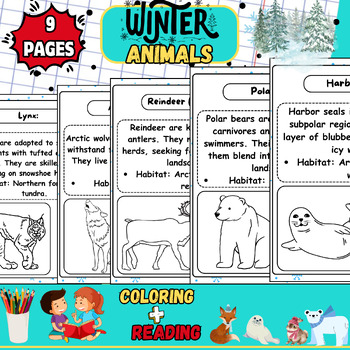 Preview of Winter Wonderland Wonders: Animals in the Cold-Information-Coloring-Reading