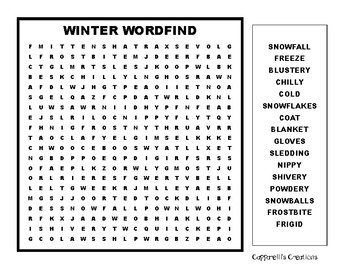 Winter Wonderland Word Search by Capparelli's Creations | TpT